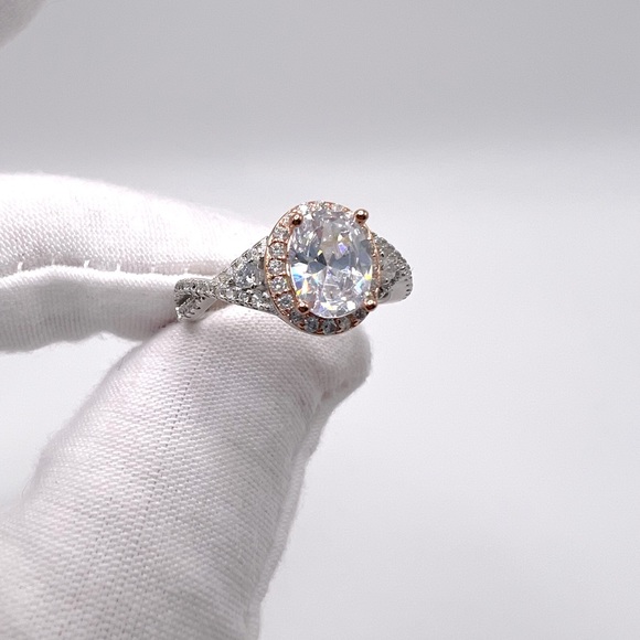 Sterling Silver Two Tone Cz Ring - Picture 8 of 17